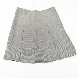 Akris Punto Pleated Checkered Diamond Patterned Black White Skirt Wool Size 12